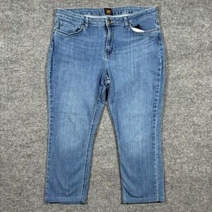 Lee Womens Slim Straight Jeans Size 18M Blue Denim Smart Fit Stretch Casual